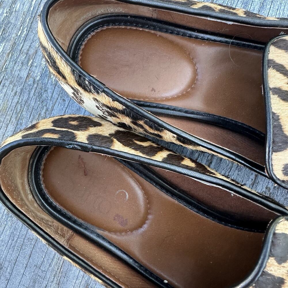 Franco Sarto Leopard Print Calf Hair Pointed-Toe Loafers Size 8 M Womens 825 - Picture 7 of 16